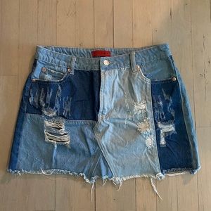Patched Jean skirt
